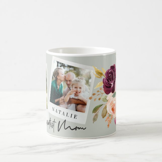 Taza De Café mundo mejor mamá acuarela floral foto (Centro)