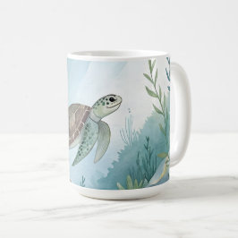 Taza De Café Mundo submarino con tortuga