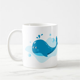 Taza De Café Mundo submarino. Vida marina. Ballena azul de Kawa