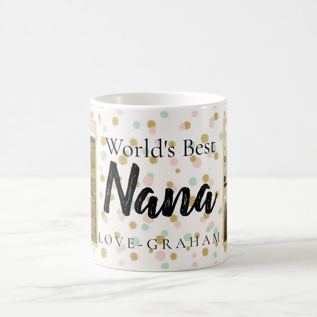 TAZA DE CAFÉ MUNDOS LA MEJOR NANA CON 2 FOTOS (Centro)