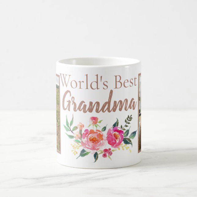 TAZA DE CAFÉ MUNDOS LA MEJOR NANA CON 2 FOTOS (Centro)