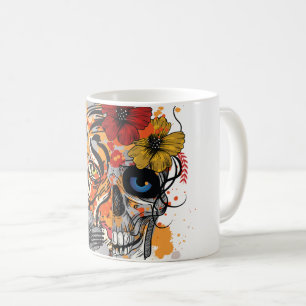 Taza De Café Muñeca de arte contemporáneo Tiger and Skull