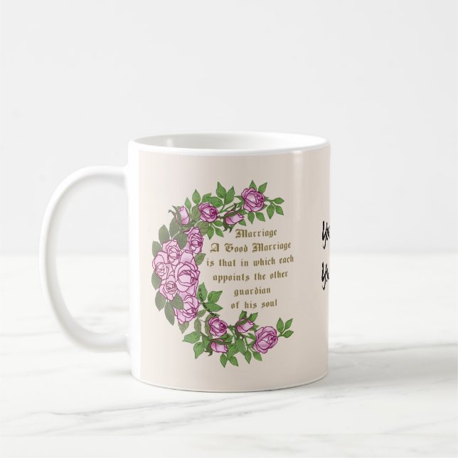 Taza De Café Muñeca de boda personalizada Marriage Verse (Izquierda)