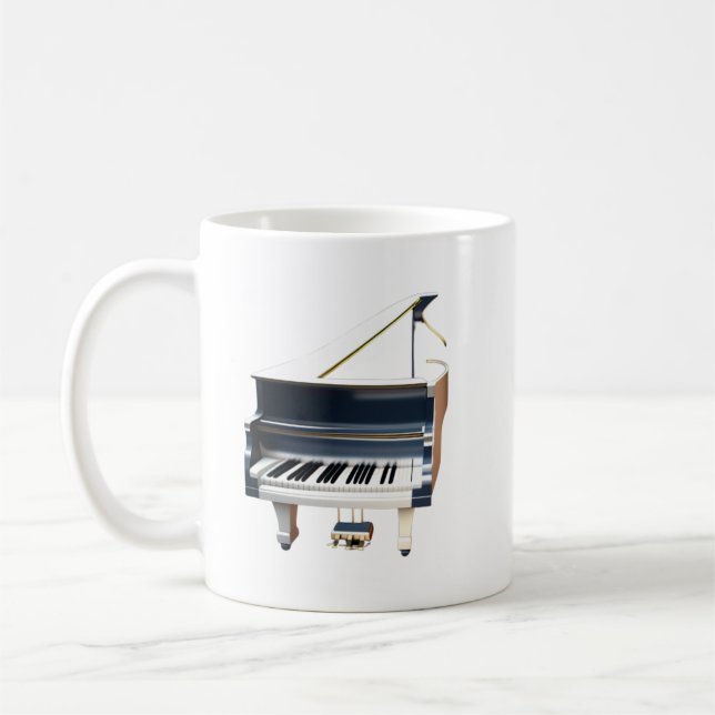 Taza De Café Muñeca de café de piano blanco (Izquierda)