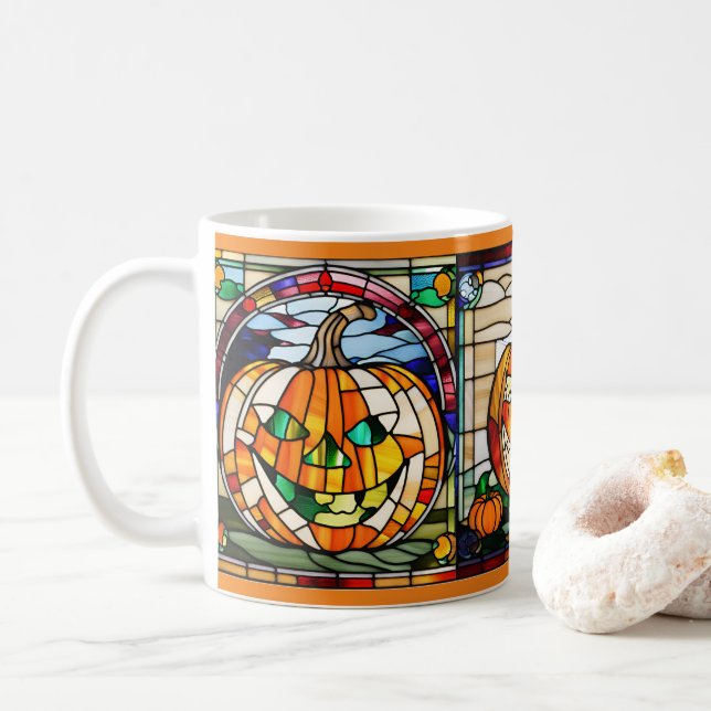 Taza De Café Muñeca de calabaza de vidrio templado (Con donut)
