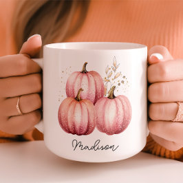 Taza De Café Muñeca de calabaza rosa personalizada