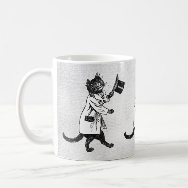 Taza De Café Muñeca de gato Retro Guay Top Hat (Izquierda)