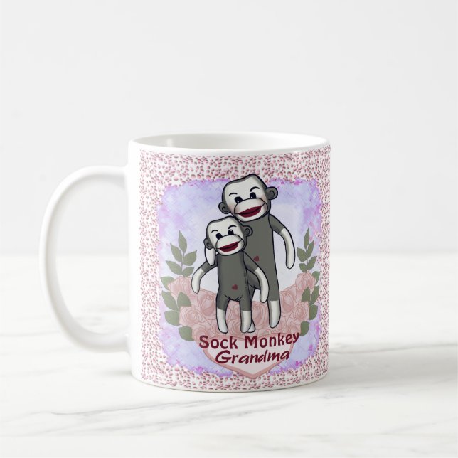 Taza De Café Muñeca de la abuela del mono del sock (Izquierda)