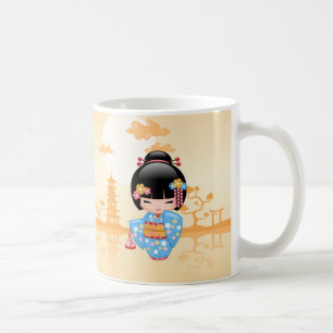 Taza De Café Muñeca de Maiko Kokeshi - chica de geisha japoné