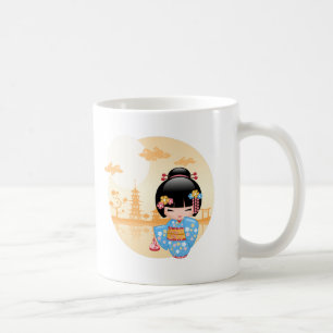Taza De Café Muñeca de Maiko Kokeshi - chica de geisha japoné