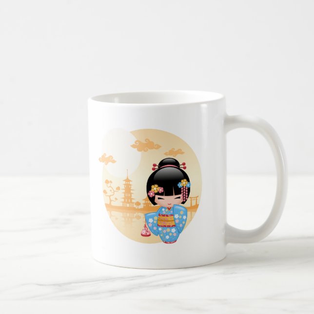 Taza De Café Muñeca de Maiko Kokeshi - chica de geisha japonés (Derecha)