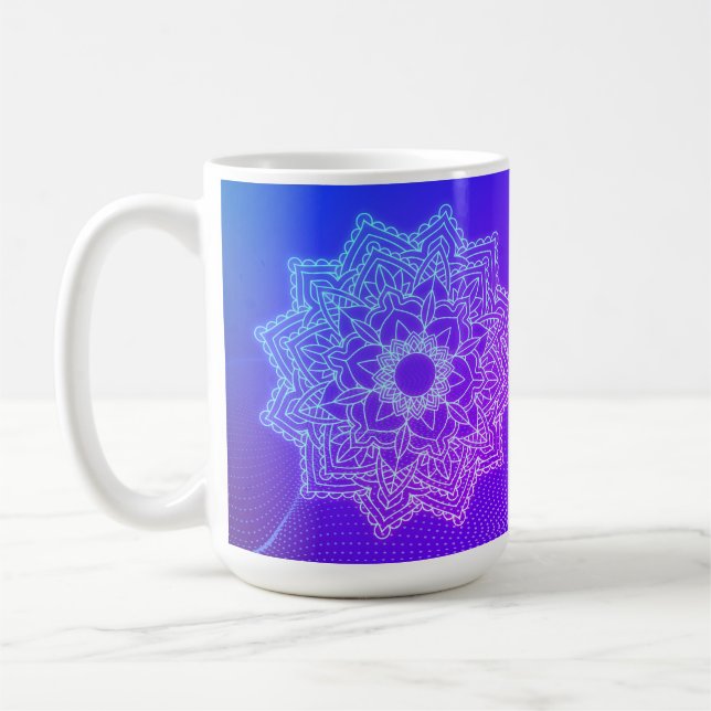 Taza De Café Muñeca de mandala azul índigo (Izquierda)