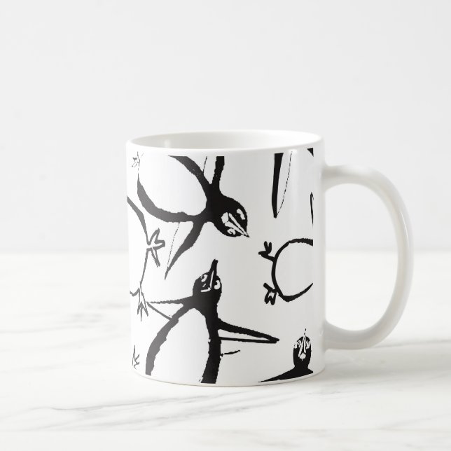 Taza De Café Muñeca de pingüinos que cae (Derecha)