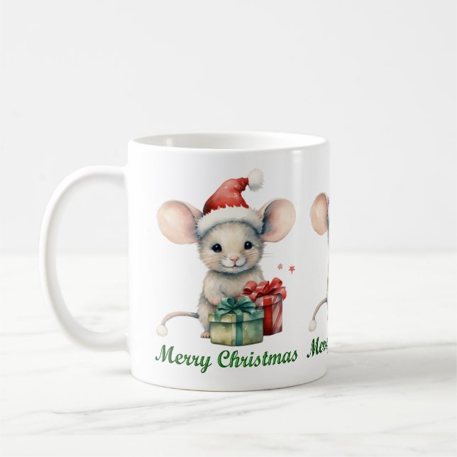 Taza De Café Muñeca de ratón navideño lindo (Izquierda)