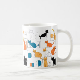 Taza De Café Muñeca de siluetas para gatos de arte gato contemp