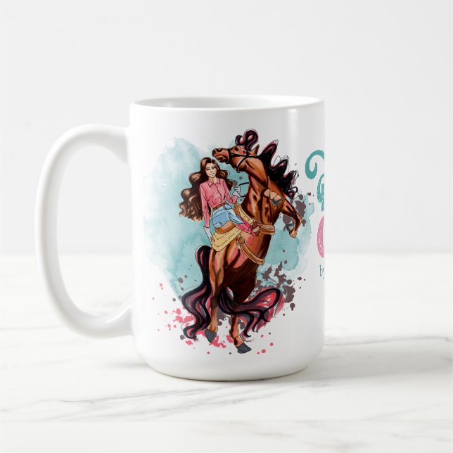 Taza De Café Muñeca de vaca Verde azulada rosa (Izquierda)