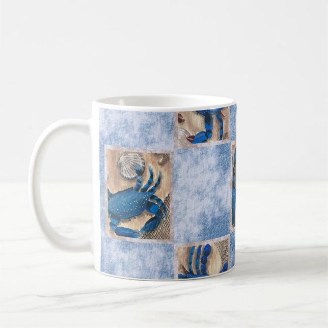 Taza De Café Muñeca del patrón de cangrejo azul (Izquierda)