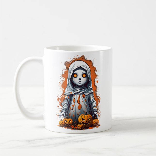Taza De Café Muñeca Embrujada de Halloween (Izquierda)