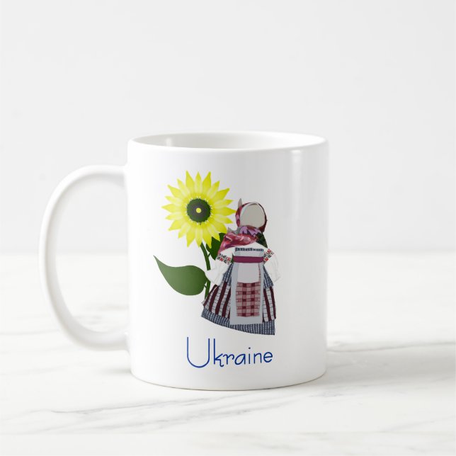 Taza De Café Muñeca folk ucraniana con girasol, Motanka. (Izquierda)