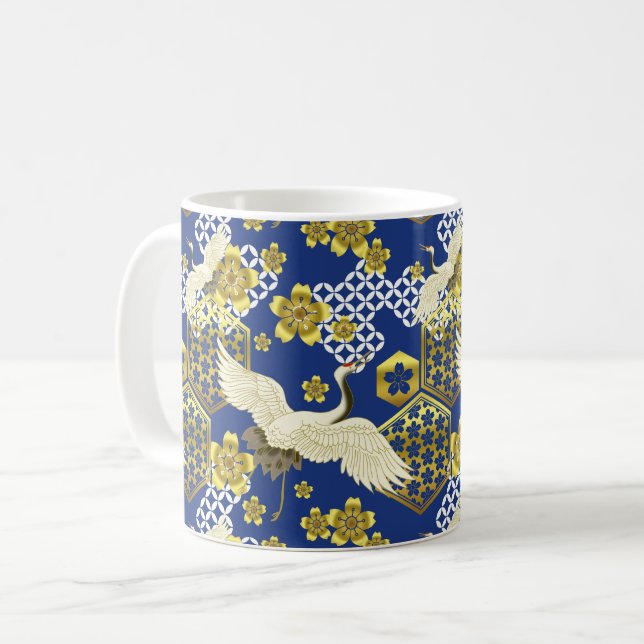 Taza De Café Muñeca japonesa de patrón de kimono (Anverso izquierdo)