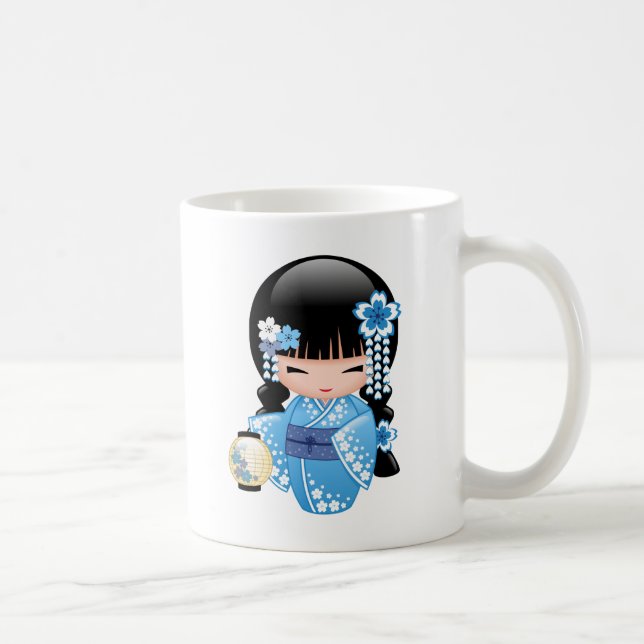 Taza De Café Muñeca Kokeshi de Invierno - Chica Geisha Japonés (Derecha)