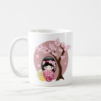 Taza De Café Muñeca Kokeshi primavera - Geisha japonesa suave e