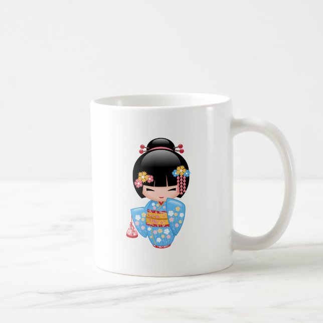 Taza De Café Muñeca Maiko Kokeshi - Cuidada Chica japonesa de G (Derecha)