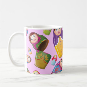 Taza De Café Muñeca Matrioska - Patrón de muñecas rusas anidada