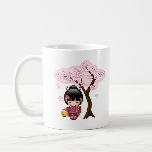 Taza De Café Muñeca Sakura Kokeshi - Pequeña empresa japonesa d (Izquierda)