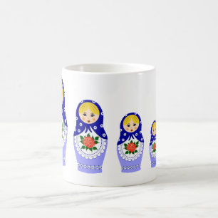 Taza De Café Muñecas de Matryoschka azules