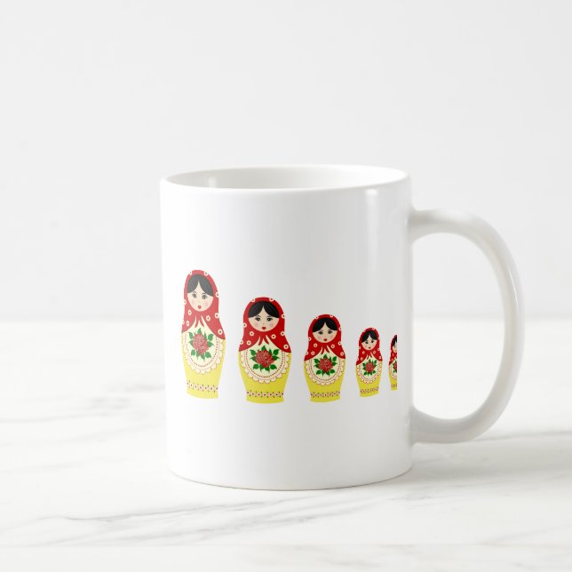Taza De Café Muñecas de Matryoschka rojas (Derecha)