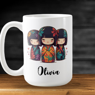 Taza De Café Muñecas Kokeshi japonesas lindas