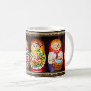 Taza De Café Muñecas Matrioskas Coloridas