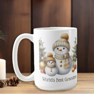 Taza De Café Muñeco de Nieve Abuela del Mundo Mejor Verde Dorad