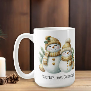 Taza De Café Muñeco de nieve Abuelo del mundo mejor oro verde N