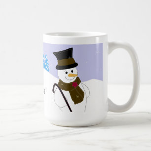 Taza De Café Muñeco de nieve alegre con dicho