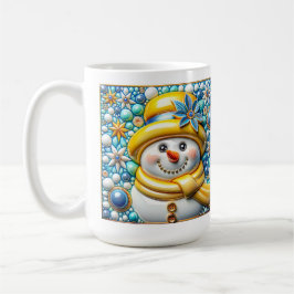 Taza De Café Muñeco de nieve amarillo 3D de Navidad