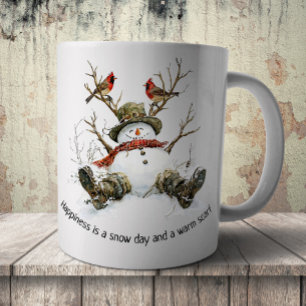 Taza De Café Muñeco de nieve con cardenales