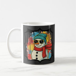 Taza De Café Muñeco de nieve con graffiti cool con gafas de sol