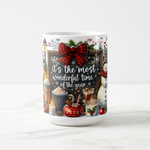 Taza De Café Muñeco de nieve con letrero de pizarra y decoració
