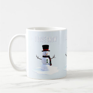 Taza De Café Muñeco de nieve con sombrero y bufanda. Me encanta