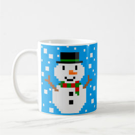 Taza De Café Muñeco de nieve de arte de píxeles