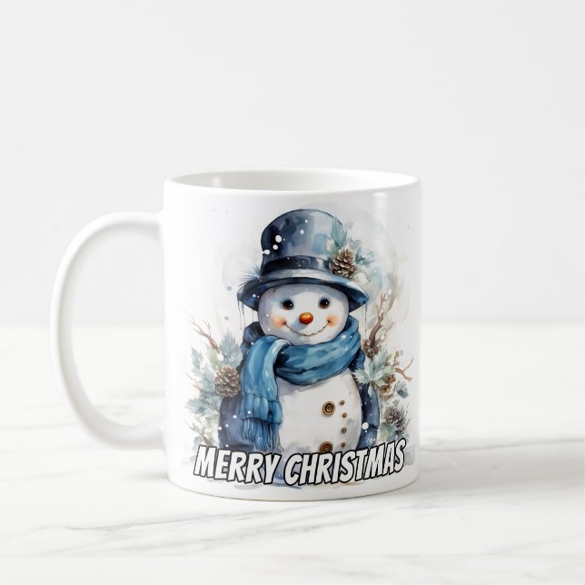 Taza De Café Muñeco de nieve de invierno alegre (Izquierda)