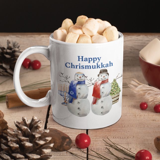 Taza De Café Muñeco de nieve de Janucá Navidad Chrismukkah   (Subido por el creador)