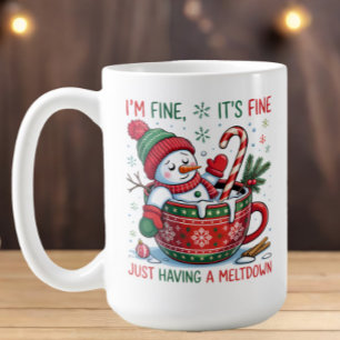 Taza De Café Muñeco de Nieve de Navidad Estoy Teniendo un Derru