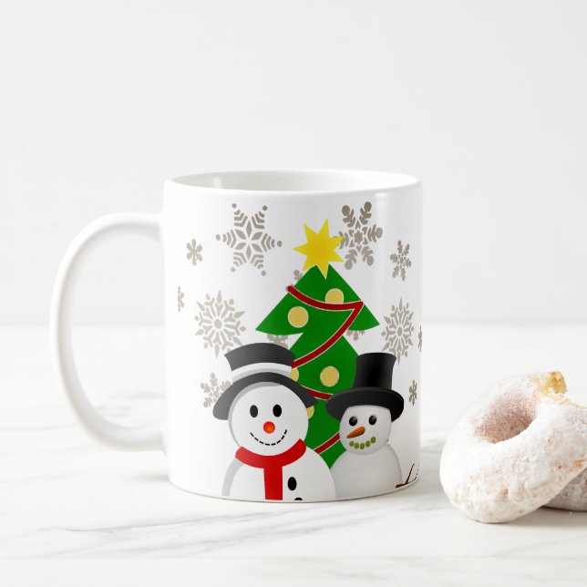 Taza De Café Muñeco de nieve de Navidad personalizado  (Con donut)