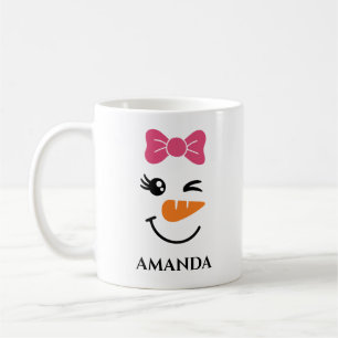 Taza De Café Muñeco de nieve de Navidad personalizado con nombr