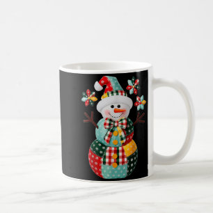 Taza De Café Muñeco de nieve de patchwork Navidad Preppy Lindo