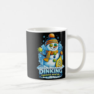 Taza De Café Muñeco de nieve de pickleball en invierno haciendo