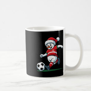 Taza De Café Muñeco de nieve de Santa jugando fútbol Navidad ho